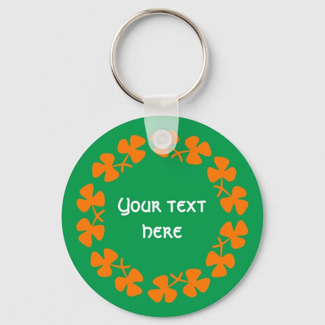 Llavero Naranja Shamrock Border Add Text (Anverso)