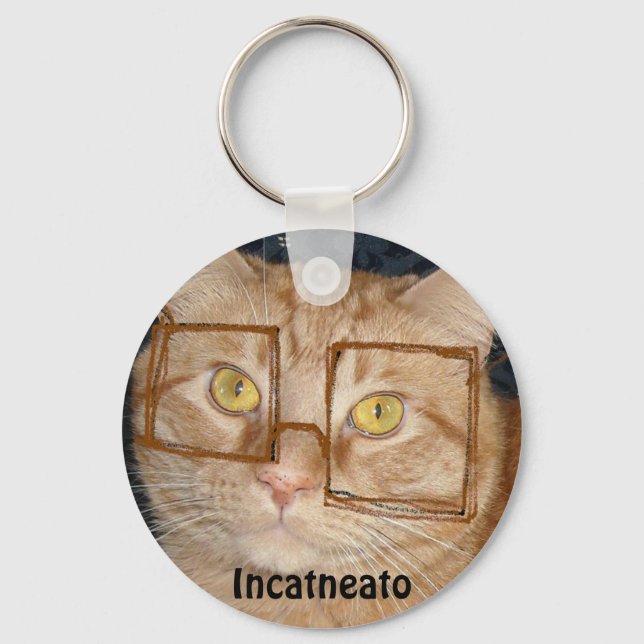 Llavero Naranja Tabby Cat/Incognito Humor (Anverso)