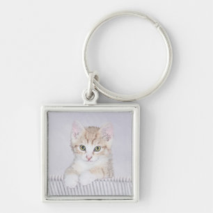 Llavero Naranja Tabby Kitten Pintura - Arte Gato Original