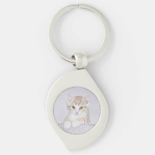 Llavero Naranja Tabby Kitten Pintura - Arte Gato Original