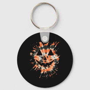 Llavero Naranja Tie Dye Jack O Lantern Face - Hippie Hallo