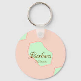 Llavero Naranja verde pastel boho añadir nombre lugar rúst