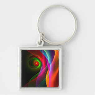 Llavero Naranja Verde Rojo Patrón de arte abstracto modern