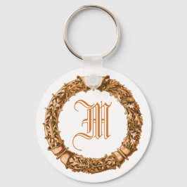 Llavero Naranja Wreath Monogrammed Keychain