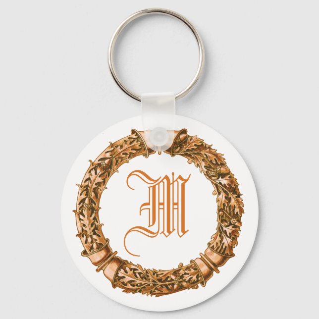 Llavero Naranja Wreath Monogrammed Keychain (Anverso)