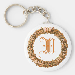 Llavero Naranja Wreath Monogrammed Keychain