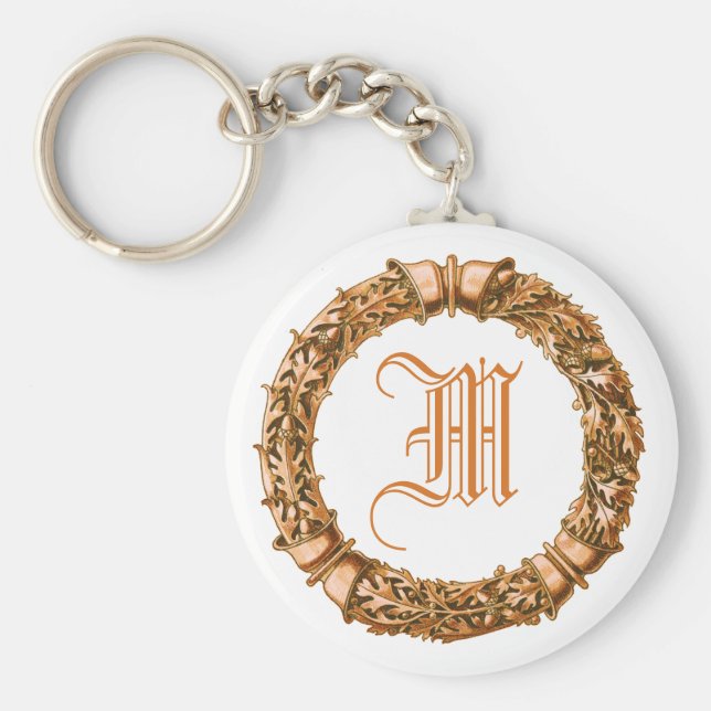 Llavero Naranja Wreath Monogrammed Keychain (Frente)