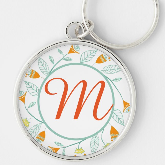 Llavero Naranja y arte folclórico mint Floral Garland (Frente)