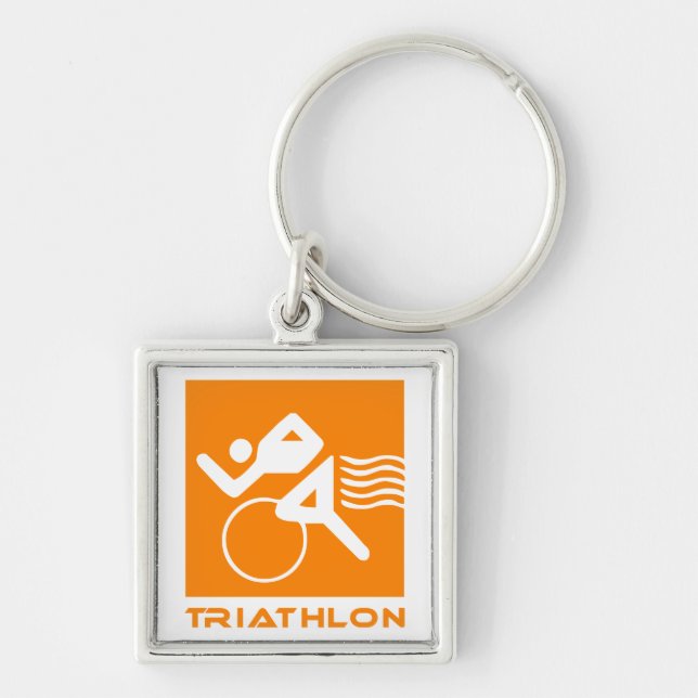 Llavero Naranja y blanco del Triathlon (Frente)
