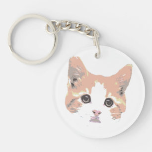 Llavero Naranja Y Gato Blanco