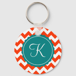 Llavero Naranja y Personalizado Zig Zag Verde azulado Inic