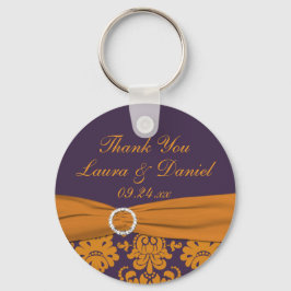 Llavero Naranja y Purple Damask Wedding Favor Keychain