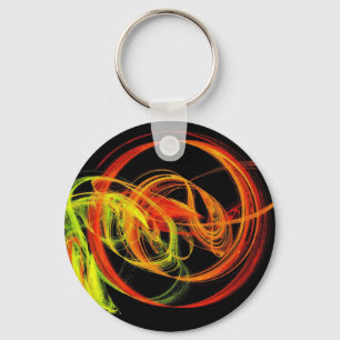 Llavero Naranja Yellow Green Abstract Swirls key chain.