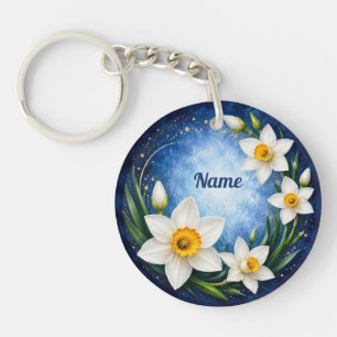 Llavero Narciso de diciembre personalizado flor de nacimie