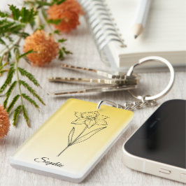 Llavero Narciso de flor de parto personalizada en diciembr
