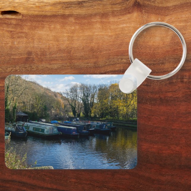 Llavero Narrowboats Moored at Salterhebble Basin (Anverso)