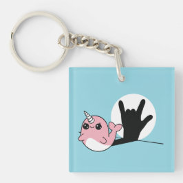 Llavero Narwhal rosado ASL te amo - Diseño de cultura sord