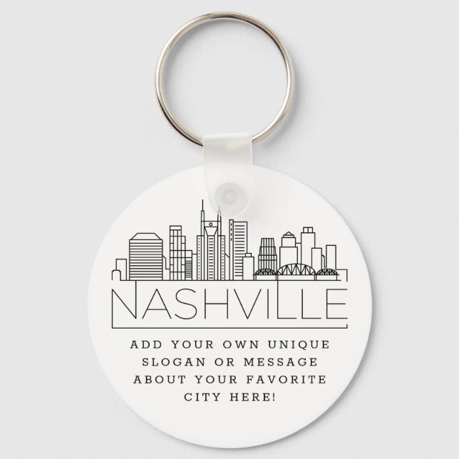 Llavero Nashville Stylized Skyline | Custom Slogan (Anverso)