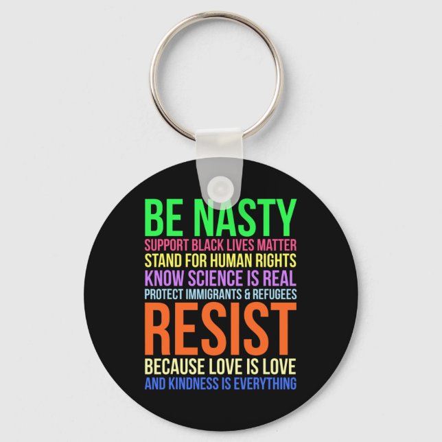 Llavero Nasty Resist Lgbtq Human Rights Science Be Kind Fu (Anverso)