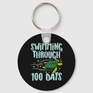 Llavero Natación a lo largo de 100 días escuela de 100 día