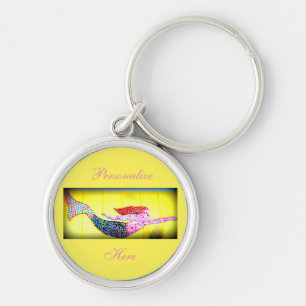 Llavero Natación con sirena de mosaico rosa