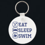 Llavero Natación divertida Comer Dormir Nadar<br><div class="desc">Come Bañarse. El diseño de unas curiosas citas para los amantes de la piscina y de la natación en verano. Guay y magnífica mercadería atlética para nadar. Perfecto para el equipo de natación de la escuela secundaria o los deportes universitarios. Diseño de texto simple con un ícono de natación mínimo...</div>