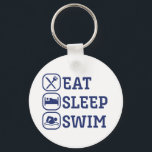 Llavero Natación divertida Comer Dormir Nadar<br><div class="desc">Come Bañarse. El diseño de unas curiosas citas para los amantes de la piscina y de la natación en verano. Guay y magnífica mercadería atlética para nadar. Perfecto para el equipo de natación de la escuela secundaria o los deportes universitarios. Diseño de texto simple con un ícono de natación mínimo...</div>