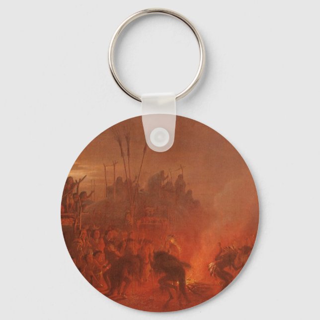 Llavero Nativos americanos vintage, danza búfala de Wimar (Anverso)