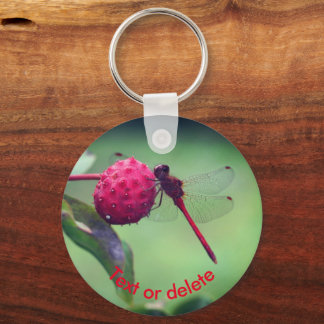 Llavero Naturaleza de la libélula roja personalizada