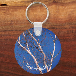 Llavero Naturaleza del cielo azul del árbol birch personal