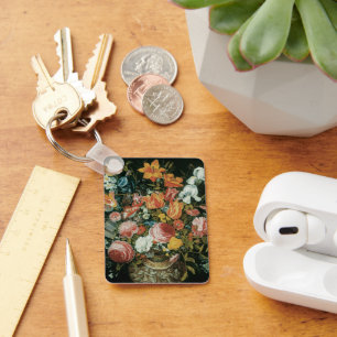 Llavero Naturaleza muerta barroca de flores antiguas en un