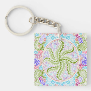 Llavero Naturaleza Pastel Mandala Art