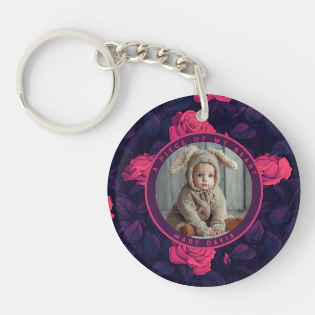 Llavero Nature-inspired Gifts For Him Custom rose flower (Frente)