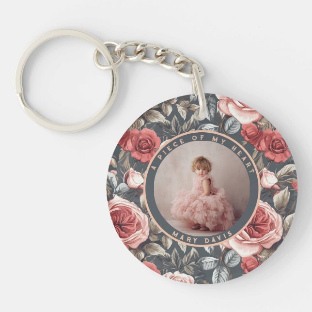 Llavero Nature-inspired wedding memory gift Custom rose  (Frente)