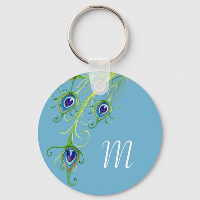 Llavero Naufragio de plumas de pavo real de estilo Art Dec (Anverso)