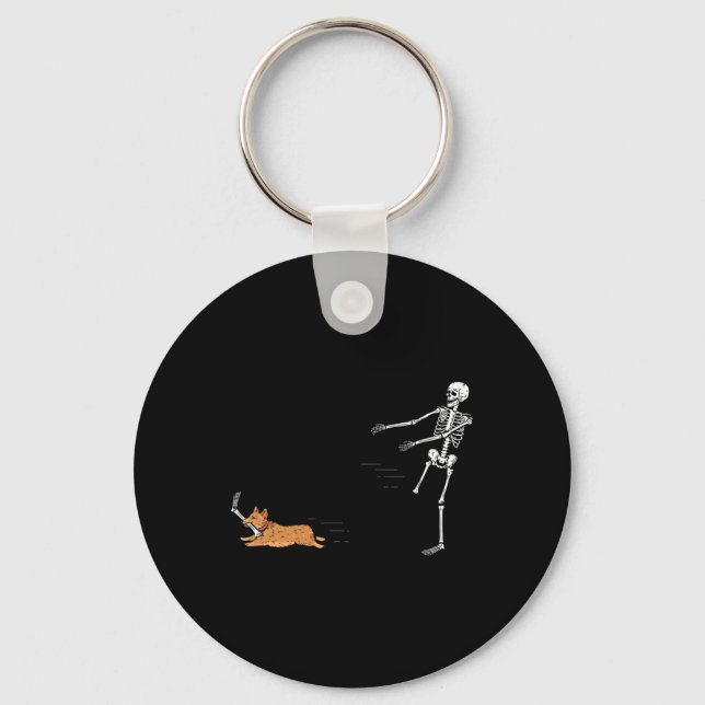 Llavero Naughty Corgi Dog Fun Skeleton Halloween (Anverso)