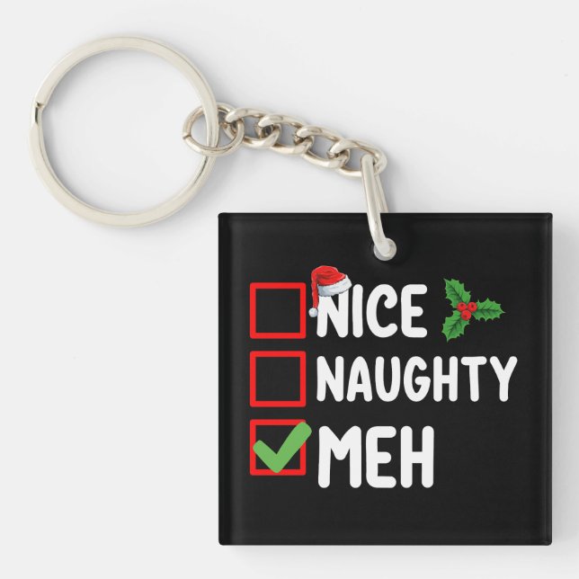 Llavero Naughty Meh Funny Navidades lista vacaciones (Frente)