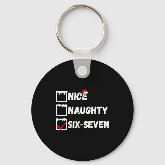 Llavero Naughty Nice 67 Christmas Checklist Fun Six Seven  (Anverso)