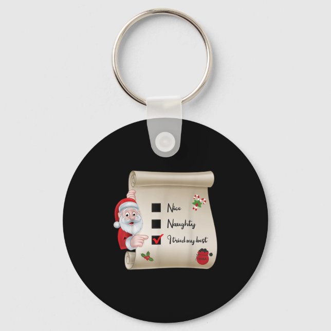 Llavero Naughty Nice Checklist I Tried My  (Anverso)