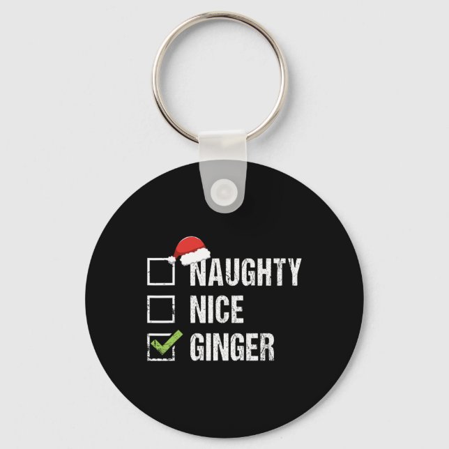 Llavero Naughty Nice Ginger Redhead Santa Hat Irish Christ (Anverso)