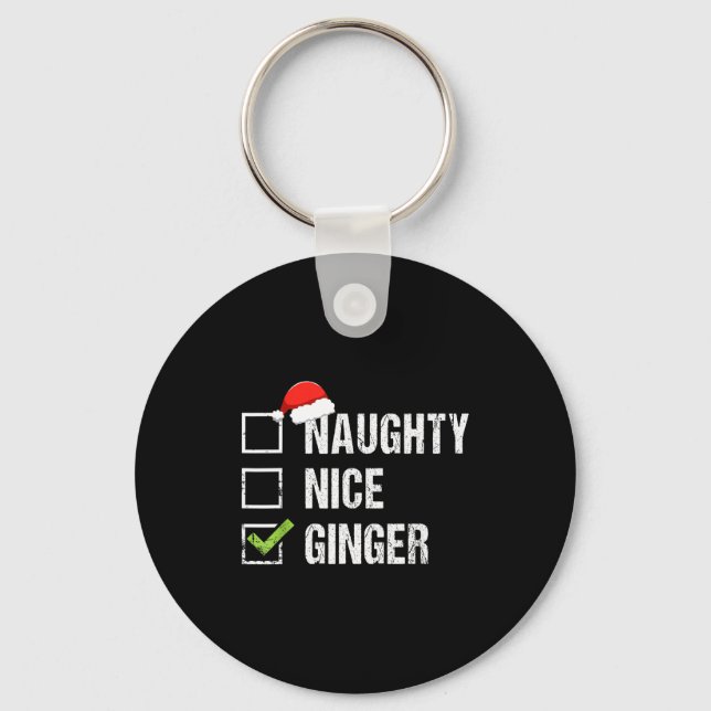 Llavero Naughty Nice Ginger Redhead Santa Hat Irish Christ (Anverso)