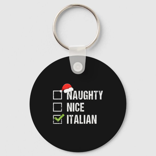 Llavero Naughty Nice Italian Shirt Italy Santa Hat Christm (Anverso)
