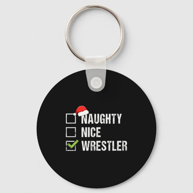 Llavero Naughty Nice Wrestler Shirt Wrestling Santa Christ (Anverso)