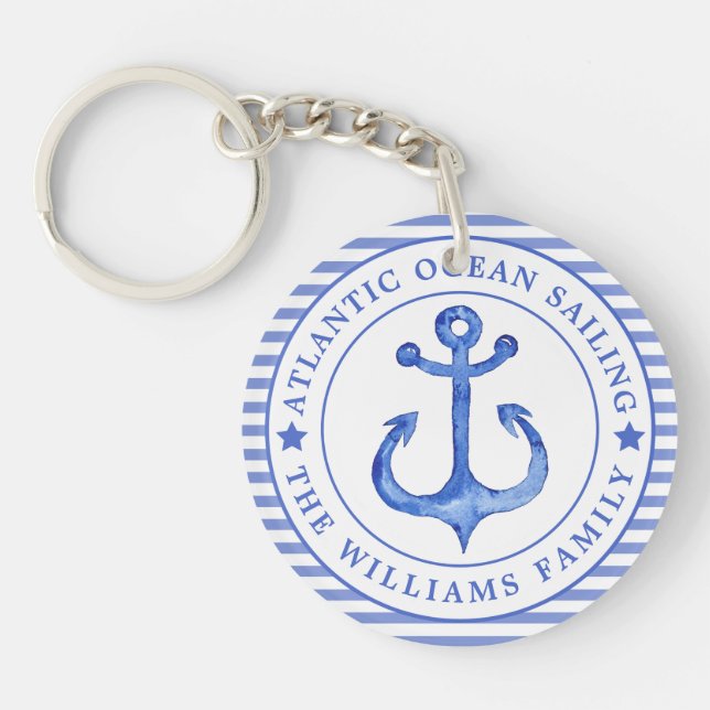 Llavero Nautical Anchor Navy Blue personalizada (Frente)