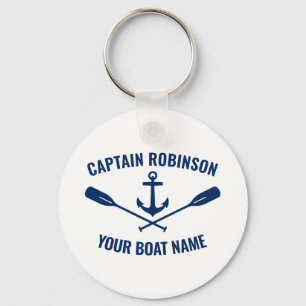 Llavero Nautical Anchor Oars Captain and Bot Name Stylish