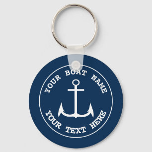 Llavero Nautical Anchor Personalizado Navy Blue
