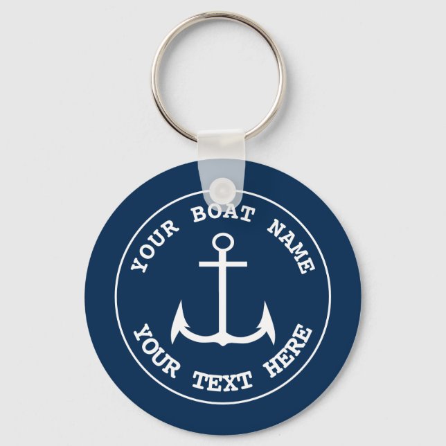 Llavero Nautical Anchor Personalizado Navy Blue (Anverso)
