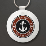 Llavero Nautical Anchor Stars & Rope Captain Name or Bote<br><div class="desc">Una cadena de claves con temática náutica personalizada con "Capitán" (u otro título o rango deseado) y su nombre, nombre del barco u otro texto según sea necesario. Este diseño único cuenta con un ancla de barco vintage de fabricación personalizado con cuerda y estrellas con colores negro, rojo profundo y...</div>