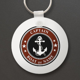 Llavero Nautical Anchor Stars & Rope Captain Name or Bote