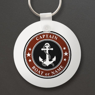 Llavero Nautical Anchor Stars & Rope Captain Name or Bote